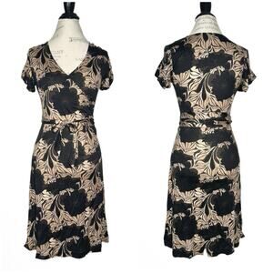 Banana Republic | Women | Baroque Wool Silk Blend Faux Wrap Mini Dress | XS